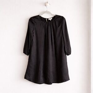 Aritzia Wilfred Silk Trim Oversized Shift Dress Blk| Balloon Tunic | 3/4 Sleeve